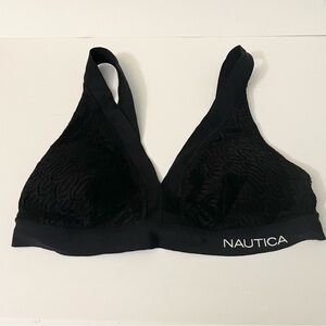 Nautica Intimates Black Lace Bralette Wireless Bra Size M